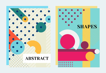 Set of abstract covers with geometric shapes. Backgrounds for poster, flyer, banner, brochure and advertising.