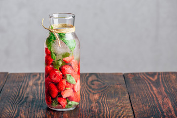 Water Flavored with Strawberry and Basil.