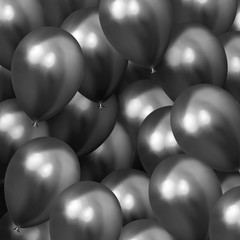 Background with helium balloons. Realistic celebration baloon