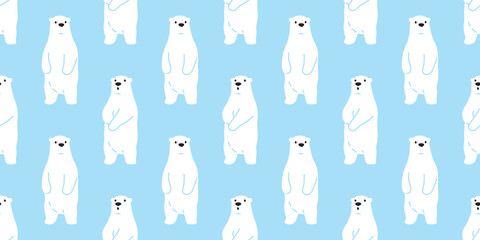 Bear seamless pattern vector polar bear scarf isolated cartoon illustration tile background repeat wallpaper