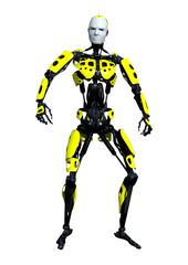 3D Rendering Male Robot on White.