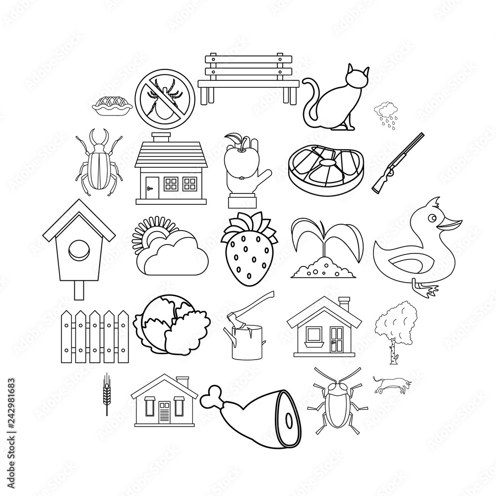 Poster bower icons set. outline set of 25 bower vector icons for web isolated on white background