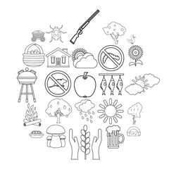 Countryside icons set. Outline set of 25 countryside vector icons for web isolated on white background