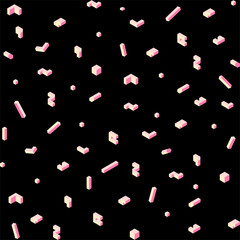 WebThree-dimensional geometric shapes of pink color on a black b