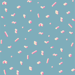 WebThree-dimensional geometric shapes of pink color on a blue ba