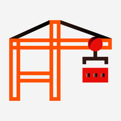 Flat container crane pixel perfect vector icon