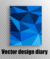 Diary cover vector design - stylish blue geometry. Fashionable and beautiful office