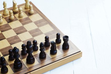 Chess board game, encounter difficult situation, business competitive concept