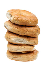 Tower made of fresh bagels