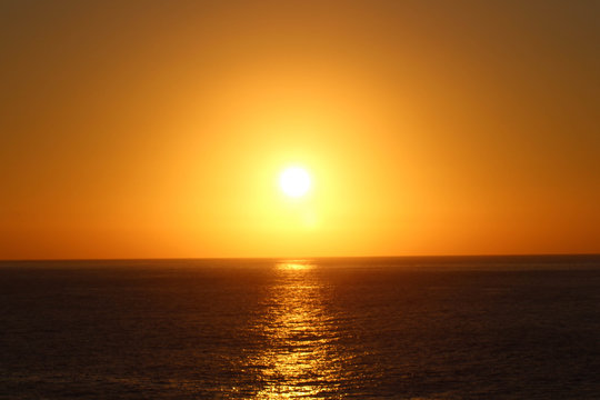 Golden Sunset on Orange Sea