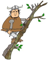 Viking climbing a ladder