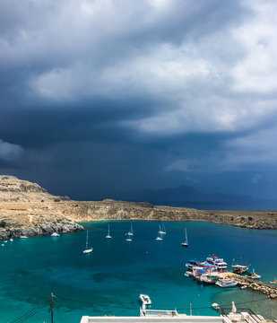 Heavy rain approch to the Village,clouds hane full the sky,