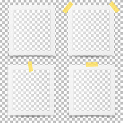 Old photo frames isolated on transparent background.