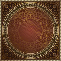 Golden ornate decorative vintage card