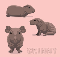 Guinea Pig Skinny Cartoon Vector Illustration