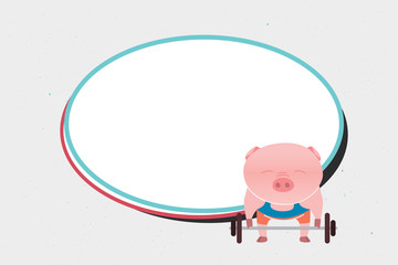 Pigs cartoon character frame design with space text. Vector illustration