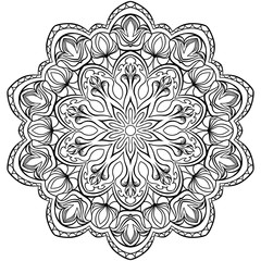 Page for coloring book. Outline flowers. Doodles in black and white