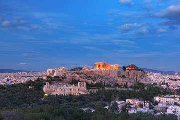 Fototapeta na wymiar Acropolis Hill and Parthenon in Athens, Greece