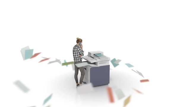 crazy copier machine produces sheets of paper