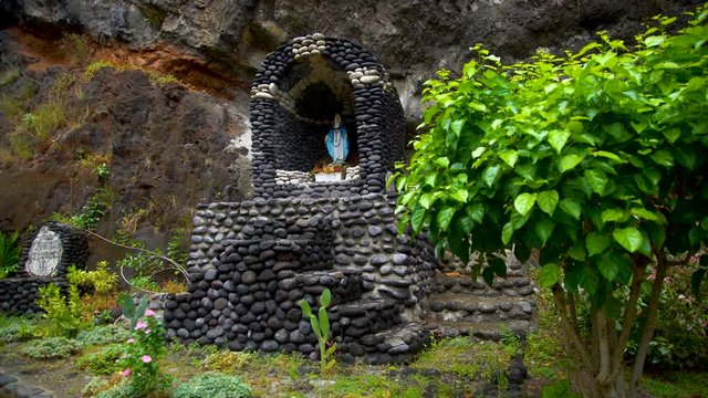 Religious church statue Vaitahu on Tahuata Island Marquesas