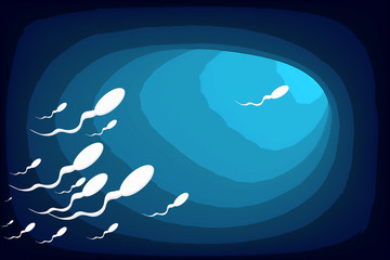 sperm moves forward overtakes the rest blue tunnel