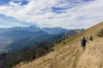 Fototapeta na wymiar Hiking in Slovenia. View from mountain Golica in Karavanke