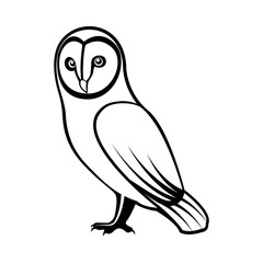 Fototapeta premium Vector image of standing owl, black and white on an isolated white background