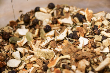 aromatic black dry tea with fruits and petals