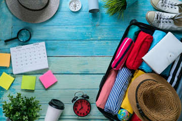 packing a luggage for a new journey and travel for a long weekend
