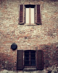 external view of old shutters in italian farrmhouse