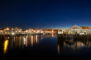 Harbor Ferry Stary Night Nantucket Island