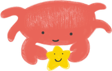 Naklejka premium Crab cartoon. Cute Sea Creatures. Sea life illustration Summer images.