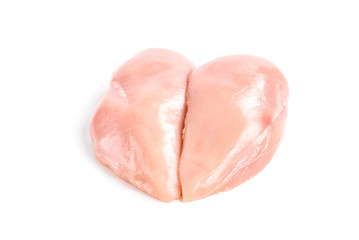 Raw chicken fillets isolated on white background.