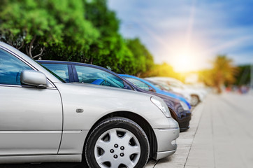 Cars in city parking.