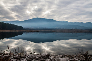 morning reflections on a small mountain lake