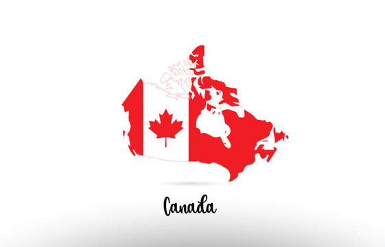 Canada country flag inside map contour design icon logo