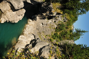 View from the bridge to the Lechfall near Lech