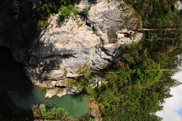View from the bridge to the Lechfall near Lech