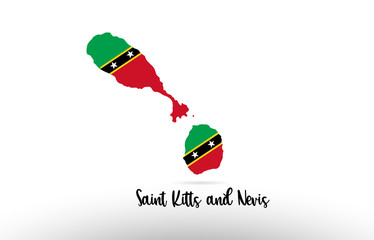 Saint Kitts and Nevis country flag inside map contour design icon logo