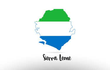Sierra Leone country flag inside map contour design icon logo