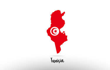 Fototapeta na wymiar Tunisia country flag inside map contour design icon logo