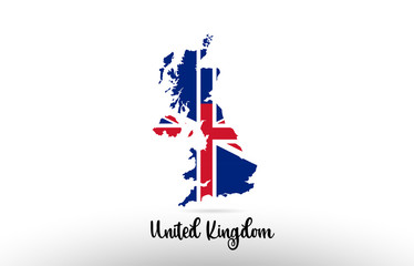 Fototapeta premium United Kingdom country flag inside map contour design icon logo