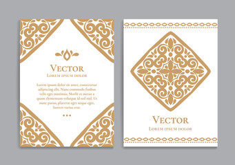 Gold and white vintage greeting card. Luxury vector ornament template. Great for invitation, flyer, menu, brochure, postcard, background, wallpaper, decoration, packaging or any desired idea.