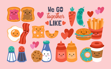 Valentine's day cute funny food set