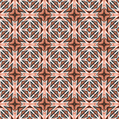 Traditional tile ornament in ethnic style, coral color. 