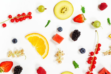 fruits on the white background