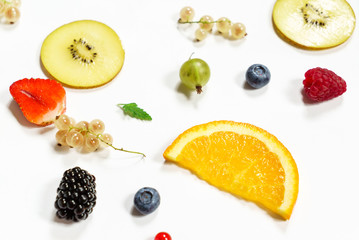 fruits on the white background