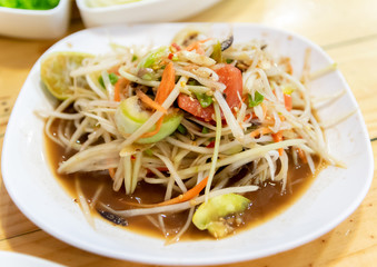Thai food papaya salad with crab salad