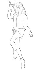 Skizze eines hübschen Manga Mädchen.