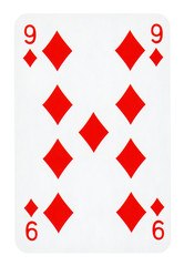 Nine of Diamonds playing card - isolated on white (clipping path included)